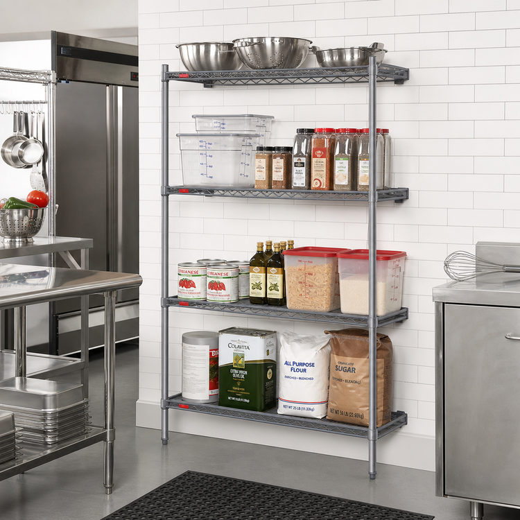Product image #2 for Eagle Valu-Master 4-Tier Add-On Wire Shelving Unit, 30 x 18 x 74 Inch, Pewter Gray Epoxy