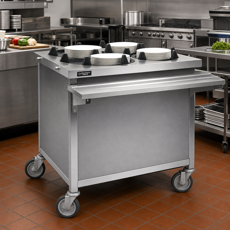 Product image #2 for Director's Choice Mobile Heated Dish Dispenser with Four 9-1/8 Inch Plate Tubes