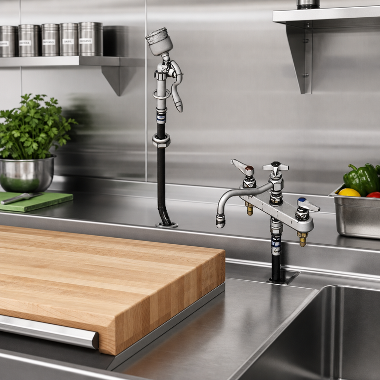 Product image #2 for T&S Brass B-1152-092A-VB Deck-Mount Workboard Faucet with 8-Inch Swing Nozzle and Diverter