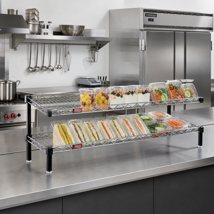 Product image #2 for Eagle Group QuadTruss 42-Inch 2-Tier Front Case Merchandise Cantilever Wire Shelving Unit, Chrome Finish