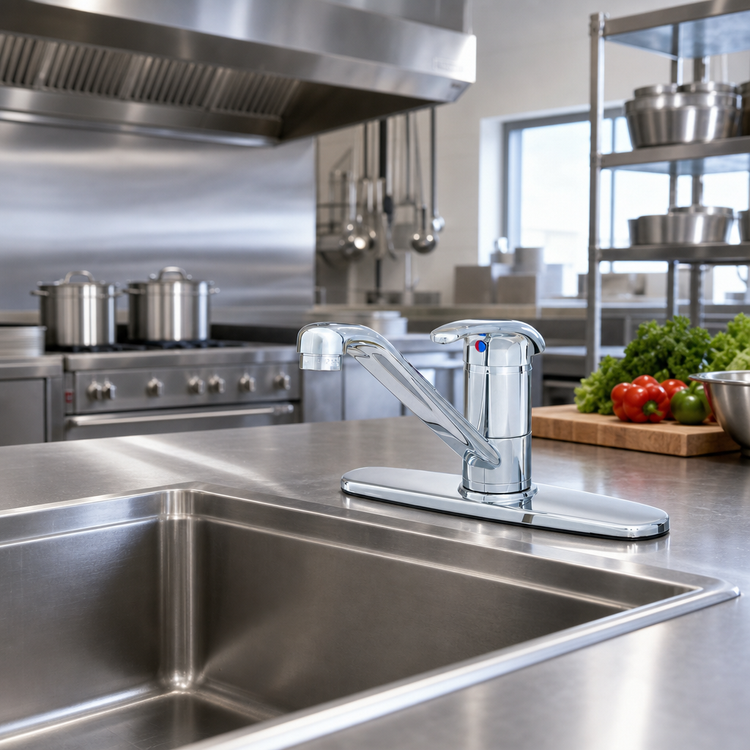 Product image #2 for Single-Lever Deck-Mount Low-Lead Manual Faucet with 9-Inch Swivel Spout and 10-Inch Deck Plate