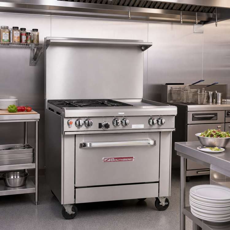 Product image #2 for Southbend Ultimate 36-Inch Commercial Gas Restaurant Range with 2 Non-Clog Burners, 24-Inch Griddle, and Standard Oven