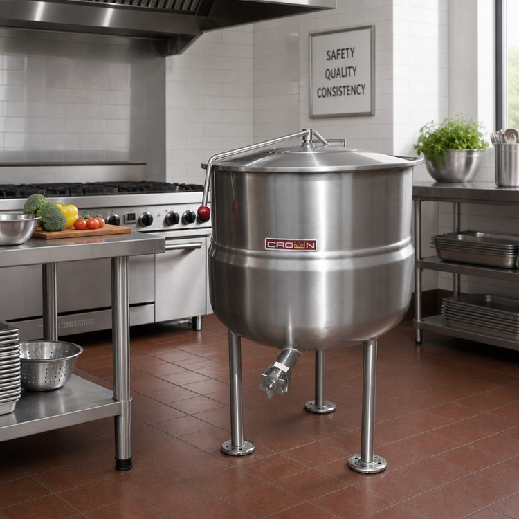 Product image #2 for Crown DL-20 Stationary Direct Steam Kettle, 20 Gallon, 2/3 Jacket