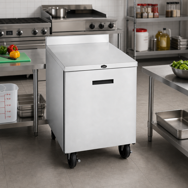 Product image #2 for Randell 27-Inch One-Section Worktop Freezer with Stainless Steel Top, Left-Hinged Solid Door, 5.7 Cu. Ft., R290