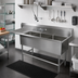 Thumbnail image #2 for John Boos Pro-Bowl 3-Compartment Floor Sink with Left Drainboard, 16-Gauge Stainless Steel, 76-3/16 Inch Wide