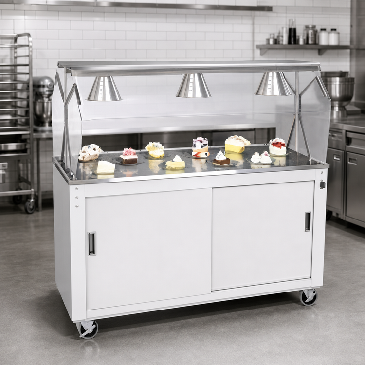 Product image #2 for Vollrath 2-Series Affordable Portable 60-Inch White Utility Station with Lighted Breath Guard and Sliding Door Storage