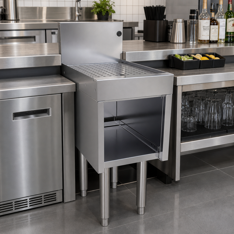 Product image #2 for Glastender 12-Inch Underbar Drainboard Half Cabinet, Open Front, No Door, Stainless Steel