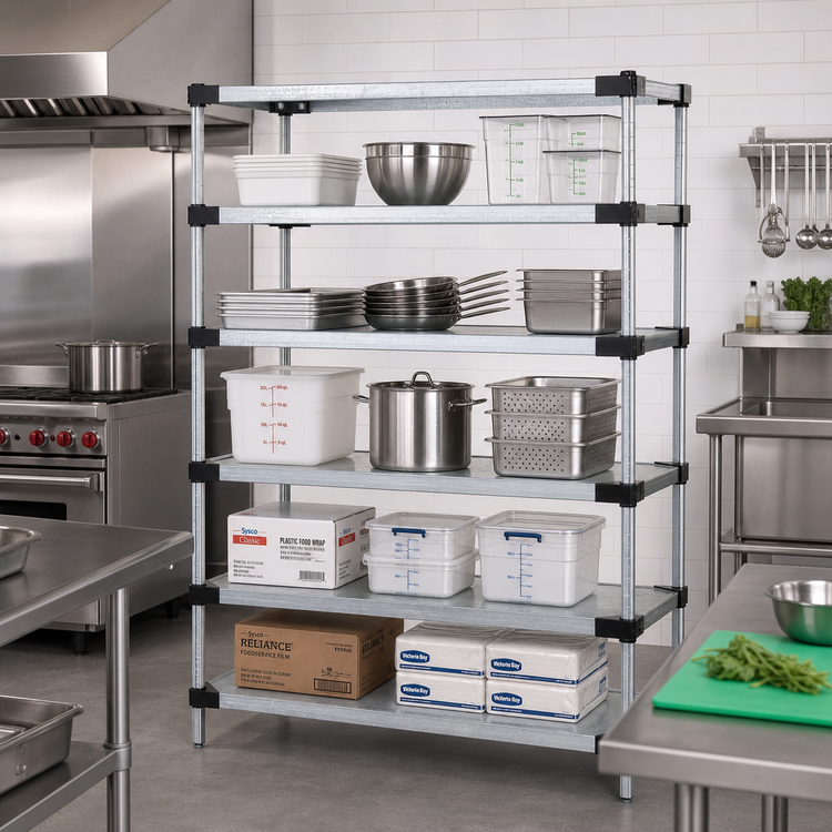 Product image #2 for Quantum Solid Shelving Starter Kit, 72"W x 21"D x 54"H, 5-Shelf Stationary Unit