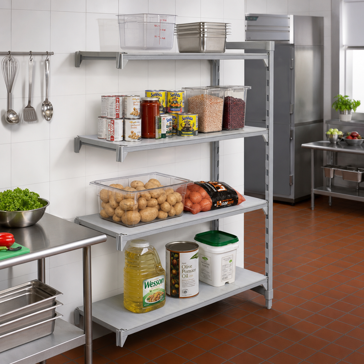 Product image #3 for Cambro Camshelving Premium 4-Tier Solid Add-On Shelving Unit, 24" W x 21" D x 72" H