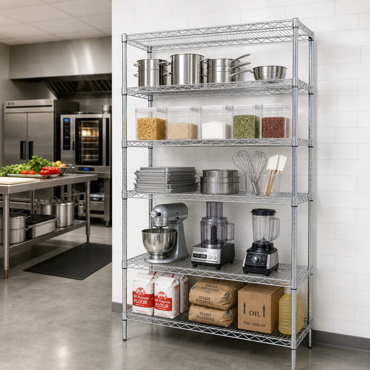 Product image #2 for EAGLEbrite 5-Tier Add-On Wire Shelving Unit, 72W x 21D x 74H, Zinc Finish
