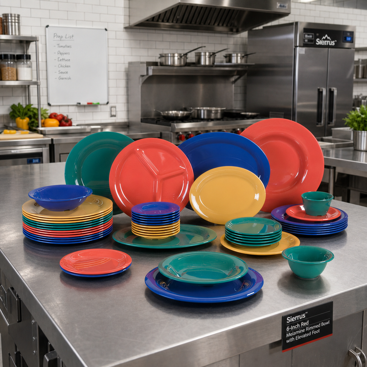 Product image #2 for Sierrus™ 6-Inch Red Melamine Rimmed Bowl with Elevated Foot