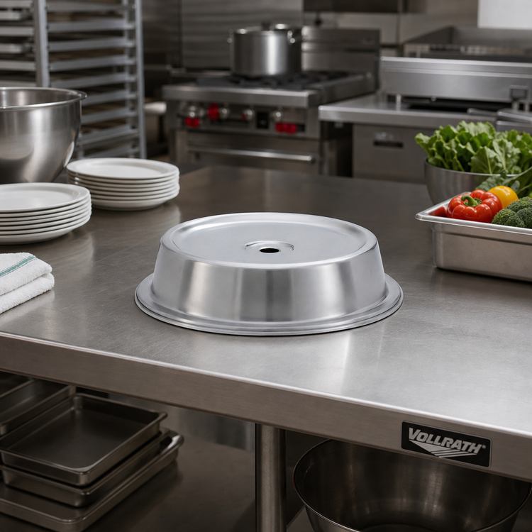 Product image #2 for Vollrath Round Stainless Steel Satin Finish Plate Cover for 12 3/16" to 12 1/4" Plates