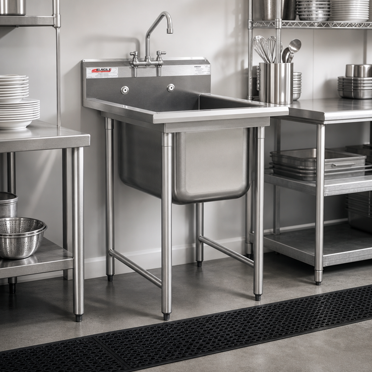 Product image #2 for Eagle Group 314 Series Single-Compartment Sink with Right Drainboard, 304 Stainless Steel