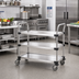 Thumbnail image #2 for Standard Duty Stainless Steel 3-Shelf Bus Cart with Push Handles, 36 x 24 Inches