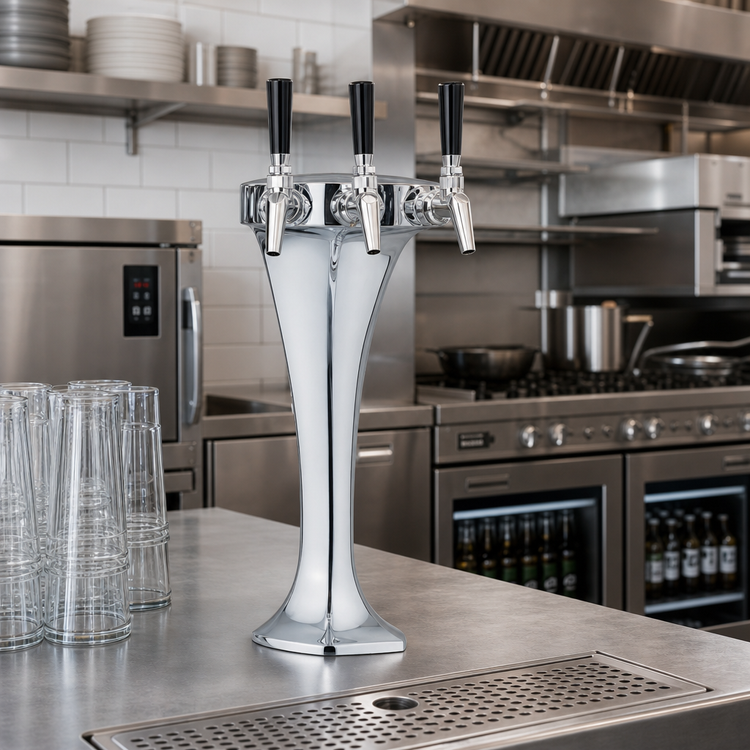 Product image #2 for Cobra Century System Glycol-Cooled Countertop Draft Beer Tower, 3-Faucet, Polished Chrome