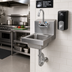 Thumbnail image #2 for BK Resources Space Saver Wall-Mount Hand Sink with 9 x 9 x 5 Inch Bowl, Faucet, P-Trap, and Basket Drain, 304 Stainless Steel