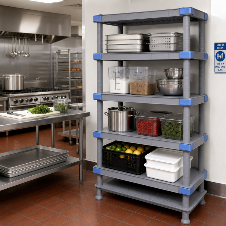 Product image #2 for Quantum Millenia 5-Shelf Solid Polymer Shelving Starter Unit with Dunnage Stand, 54 in W x 24 in D x 74 in H