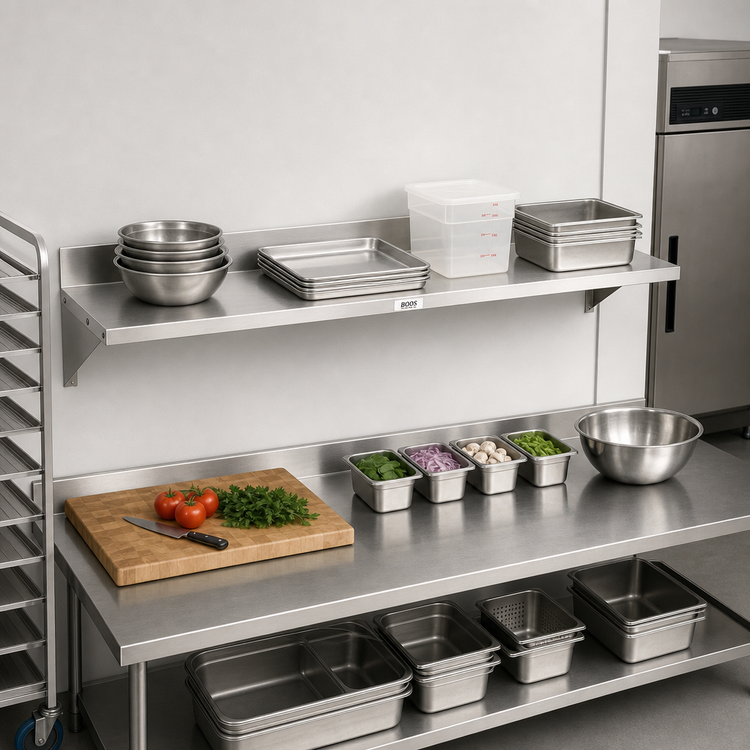 Product image #2 for John Boos Stallion EWS8-1660-X Wall-Mounted Stainless Steel Shelf, 60"W x 16"D