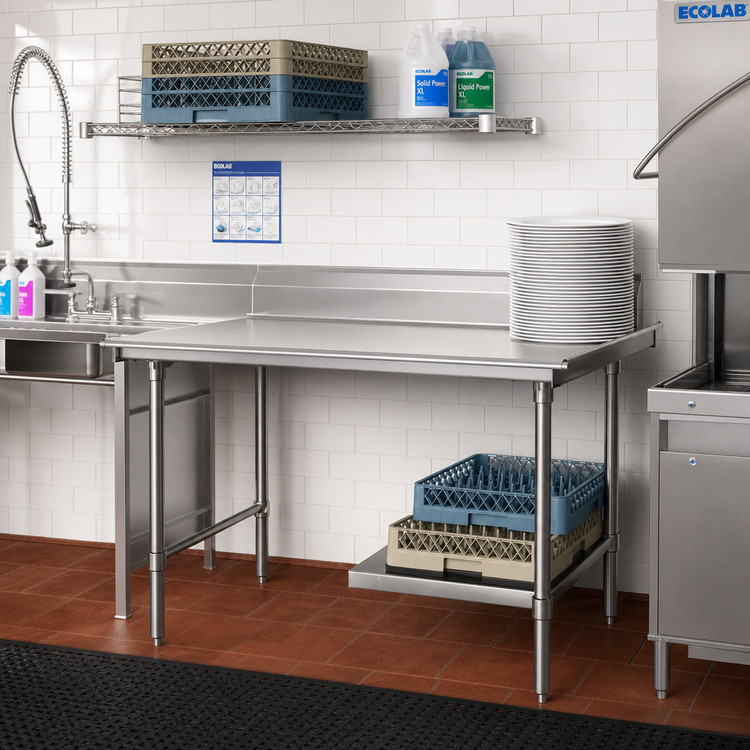 Product image #2 for Eagle Group Straight Clean Dishtable with 8-Inch Backsplash, 36 x 30 Inches, Right-to-Left Operation