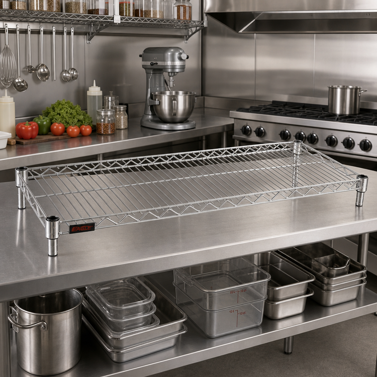 Product image #2 for Eagle Group QuadTruss 72"W x 21"D Chrome Wire Shelf, 600 lb. Capacity