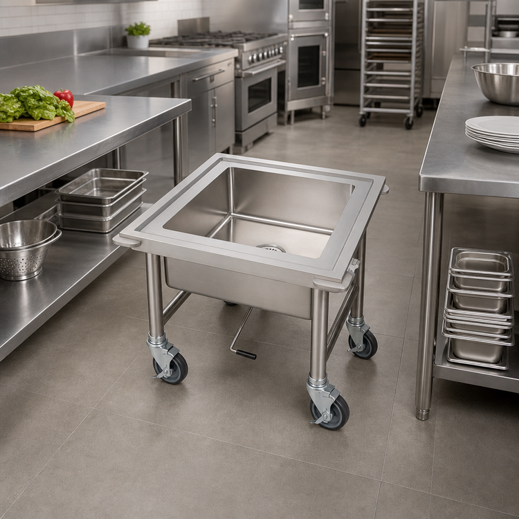 Product image #2 for Mobile Soak Sink with 20 x 20 x 8-Inch Bowl, 304 Stainless Steel
