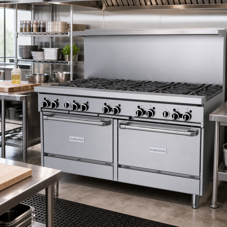 Product image #2 for Garland GF Starfire Pro 60 Inch Gas Restaurant Range with 10 Open Burners and 2 Standard Ovens