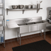 Thumbnail image #2 for BK Resources Three-Compartment Stainless Steel Sink with Left Drainboard, 24 x 24 x 14-Inch Bowls, 16-Gauge