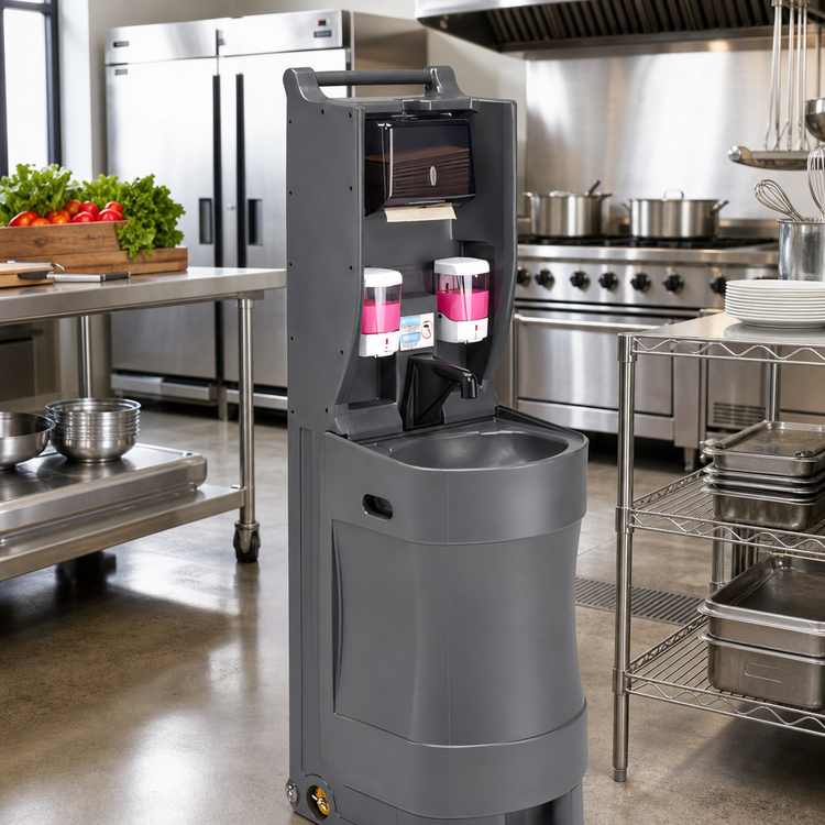 Product image #2 for Cambro Mobile Hand Wash Station, Single Basin, 18-Gallon Capacity, Manual Foot Pump, Charcoal Gray