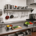 Thumbnail image #2 for Advance Tabco Wall-Mounted 18/430 Stainless Steel Shelf with Pot Rack, 120 x 18 Inches