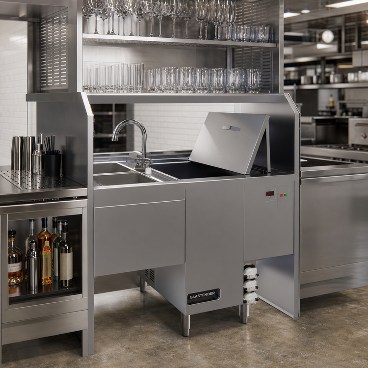 Product image #2 for Glastender Disassembly Style Pass-Thru Cocktail Station with Glasswasher, 42 Inch Wide, Rightward Workflow