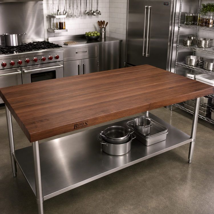 Product image #2 for John Boos Boos Block 60" x 48" American Black Walnut Kitchen Countertop with Varnique Finish
