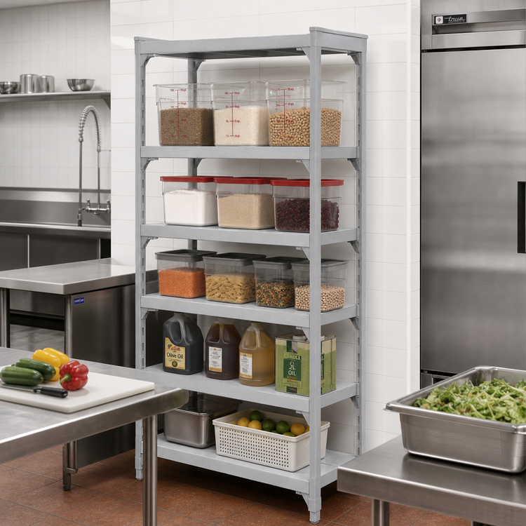 Product image #3 for Cambro Camshelving Premium 5-Shelf Solid Shelf Kit, 24 x 30 Inches, Speckled Gray