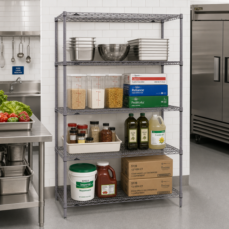 Product image #2 for Metro Super Erecta Stationary Starter Wire Shelving Unit, 48"W x 24"D x 74-1/2"H, 4 Shelves, Metroseal Gray