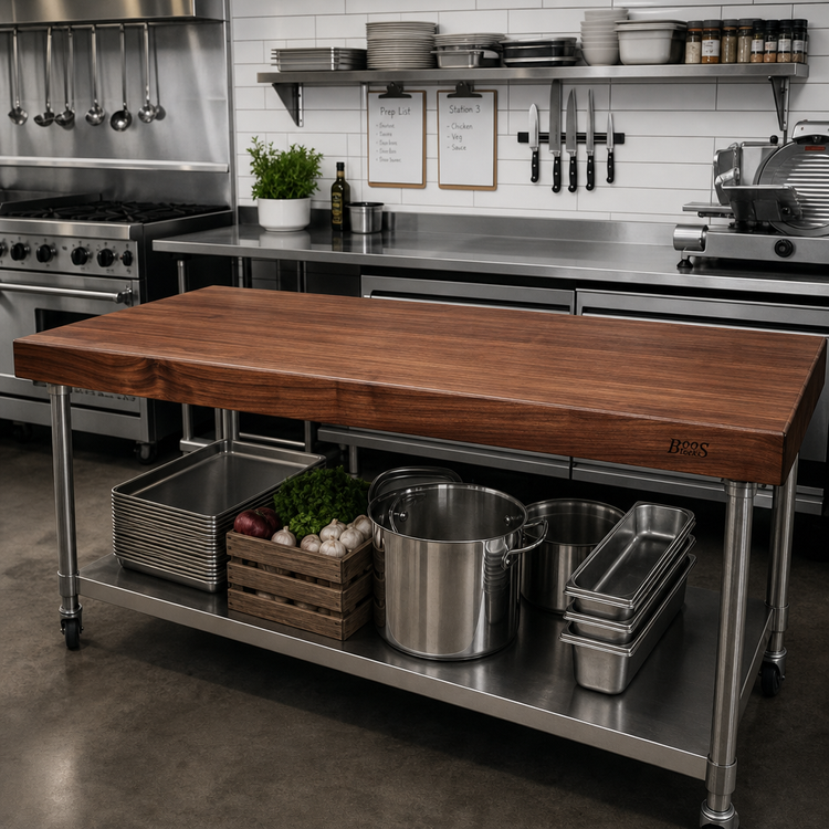 Product image #2 for Boos Block 60" x 27" American Black Walnut Edge Grain Kitchen Countertop, 1-1/2" Thick