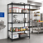 Thumbnail image #2 for Quantum WR86-1448BK-5 Stationary Wire Shelving Starter Kit, 48"W x 14"D x 86"H, Black Epoxy Antimicrobial Finish, 5 Shelves
