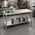 Thumbnail image #2 for Advance Tabco 84-Inch x 48-Inch 14-Gauge 304 Stainless Steel Work Table with Galvanized Undershelf