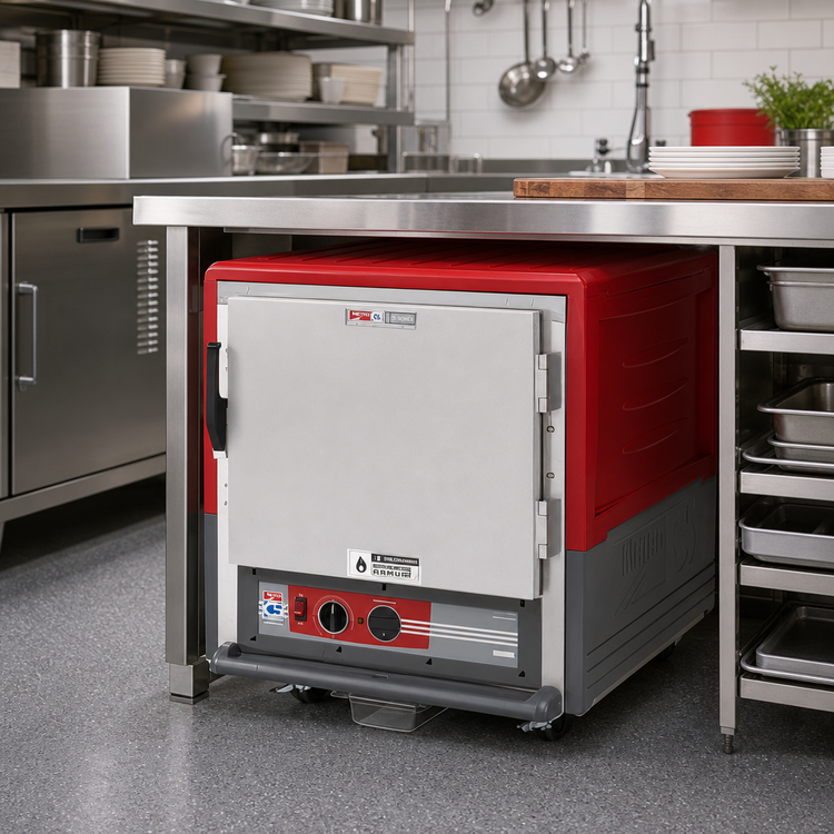 Product image #2 for Metro C5 3 Series Under Counter Heated Holding Cabinet with Solid Door and Universal Wire Slides, Red Insulation Armour