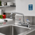 Thumbnail image #2 for T&S Brass B-1111-CR-M Workboard Mixing Faucet, Deck Mount, 4-Inch Centers, 8-Inch Swing Nozzle