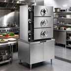 Thumbnail image #2 for Crown DC-3 3-Compartment Direct Steam Pressure Steamer with 36" Cabinet Base