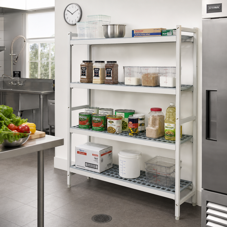 Product image #2 for Fermostock 4-Tier Polymer Starter Shelving Unit, 38 W x 22 D x 66 H, Gray