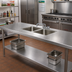 Thumbnail image #2 for Advance Tabco TA-11J-2 Double Bowl Welded Sink Into Table Top with Faucet, 14 x 16 x 12 Inch Bowls