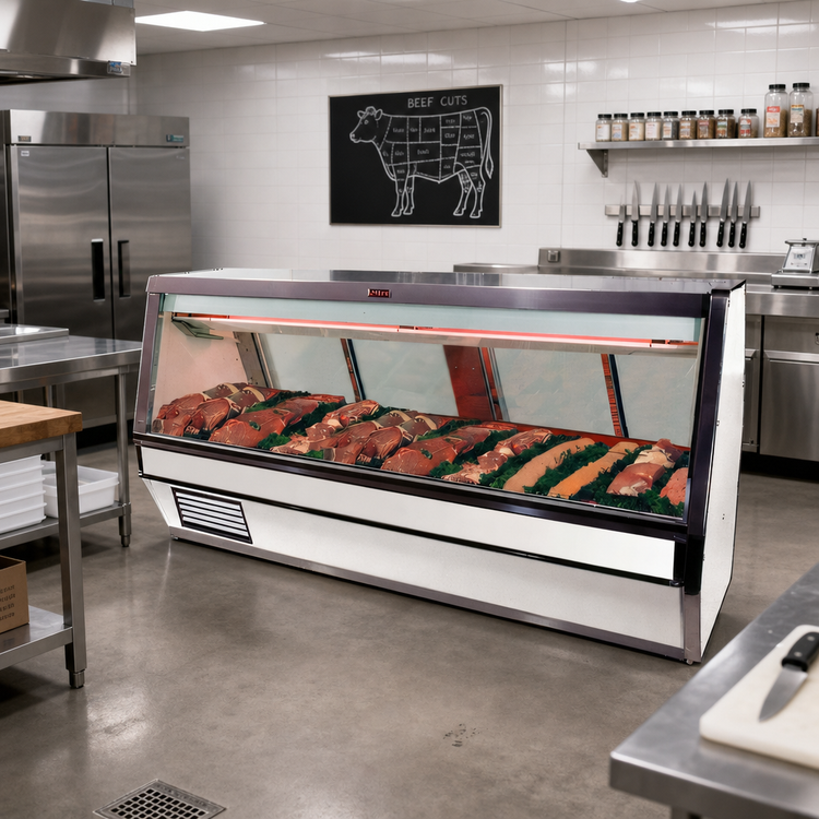 Product image #2 for Howard-McCray 40E Series Remote Red Meat Service Case, 100-1/2-Inch, Single-Duty, Endless Design, Straight Glass, LED