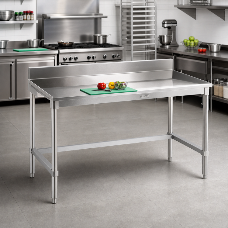Product image #2 for New Age 72-Inch x 24-Inch Stainless Steel Top Work Table with 6-Inch Backsplash and Open Aluminum Base