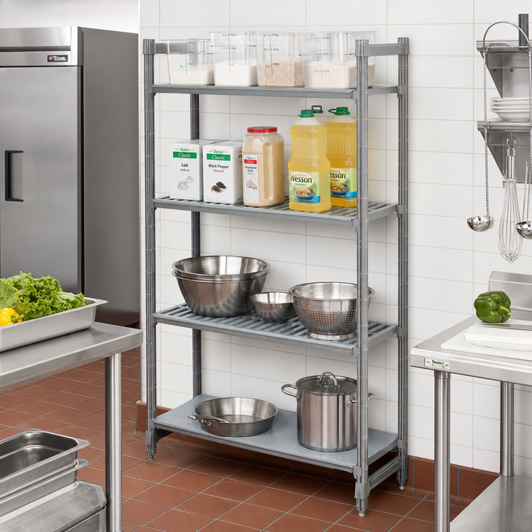 Product image #2 for Cambro Camshelving Basics Plus 4-Tier Add-On Polymer Shelving Unit, 24" x 54" x 64", Mixed Vented/Solid