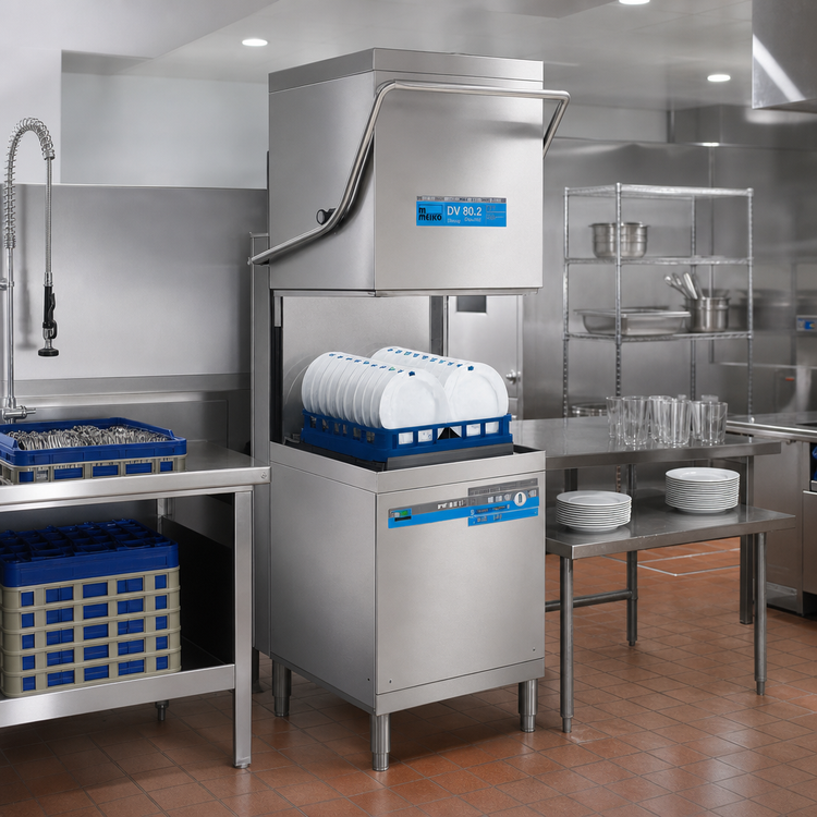 Product image #2 for MEIKO Point 2 Series DV 80.2 Hot Water Sanitizing Door-Type Dishwasher with Built-In Booster, 61 Racks/Hour