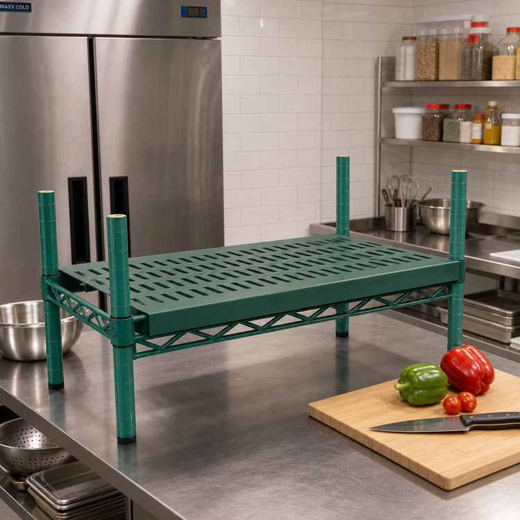 Product image #2 for QuadPlus Louvered Polymer Shelf Mat with Wire Frame, 36 x 24 Inch, Green