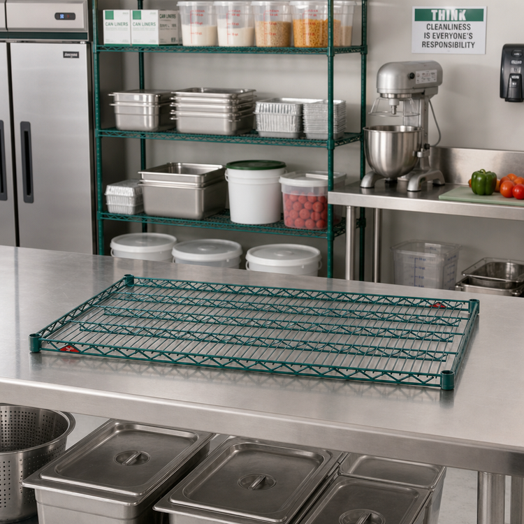 Product image #3 for Metro Super Erecta Super Wide 48 x 30 Inch Wire Shelf, Metroseal Green Epoxy with Microban