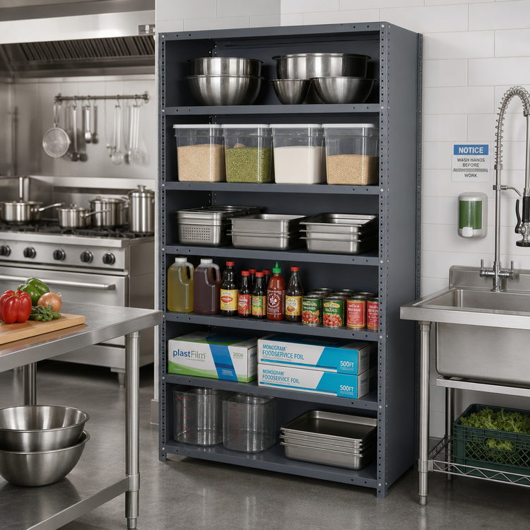 Product image #2 for IRONMAN 6-Shelf Closed 22-Gauge Steel Stationary Shelving Unit, 12 x 36 x 75 Inches