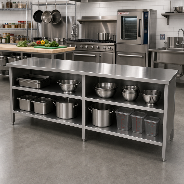 Product image #2 for John Boos Open Front Enclosed Base Stainless Steel Work Table, 108 x 30 Inches