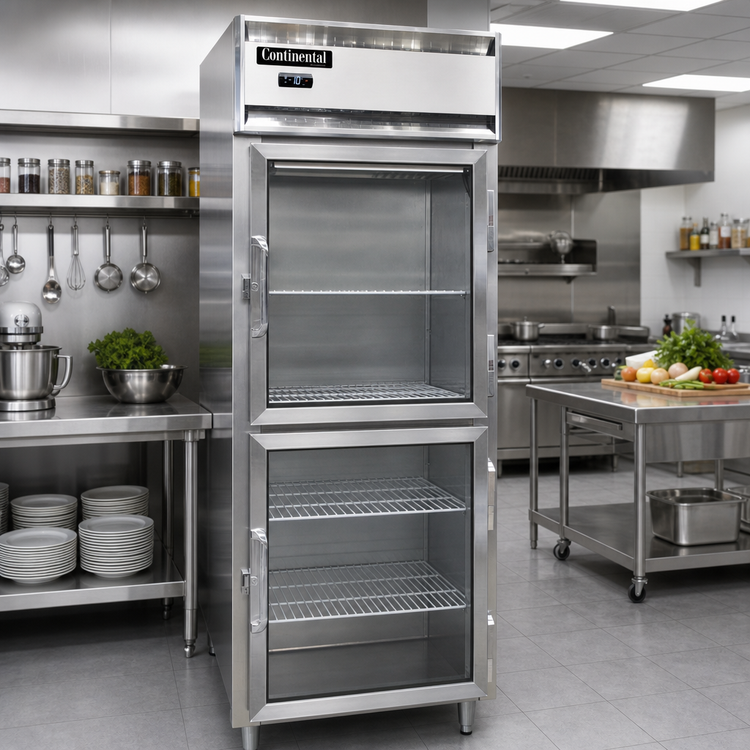 Product image #2 for Continental Refrigerator Designer Line D1FENGDHD One-Section Wide Reach-In Freezer with Half-Height Glass Doors
